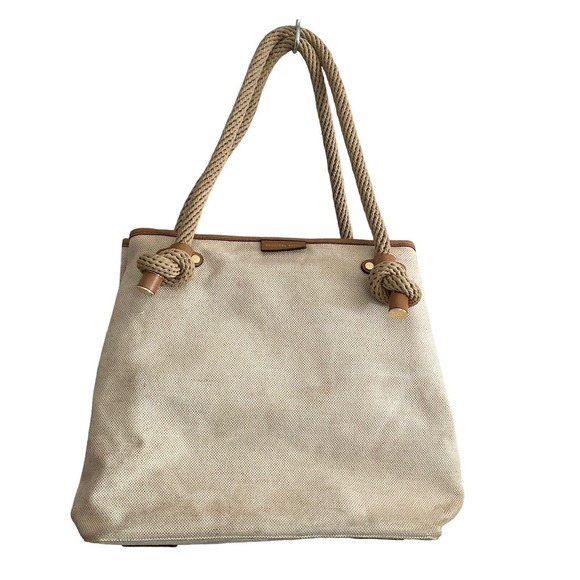 Michael Kors Maritime Beach Tote Canvas Beige X Large Rope Handles - Picture 15 of 15